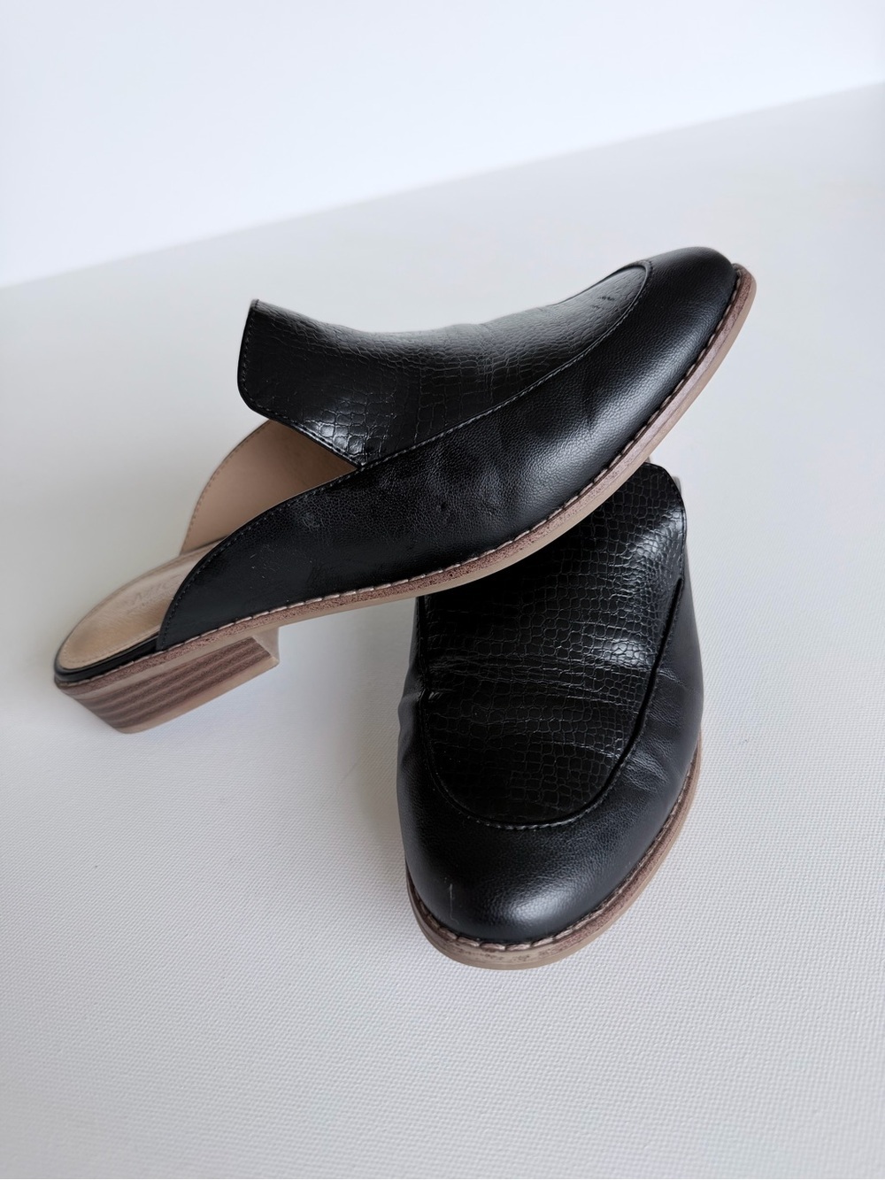 Michael Shannon Chrisley Black Croc Embossed Backless Mule Loafers 8.5